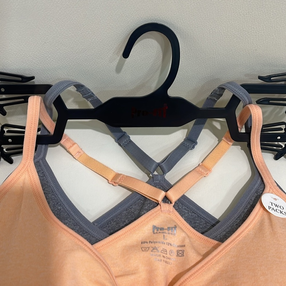 Pro-Fit Peach & Gray Set of 2'Athletic Sports Bras with Adjustable Straps - Picture 3 of 6